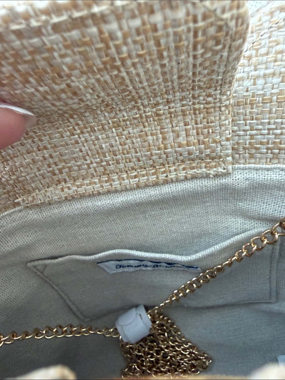 TOMMY BAHAMA Bow Accent Woven Tote Bag with Bamboo Handles - Beige - Picture 5 of 9